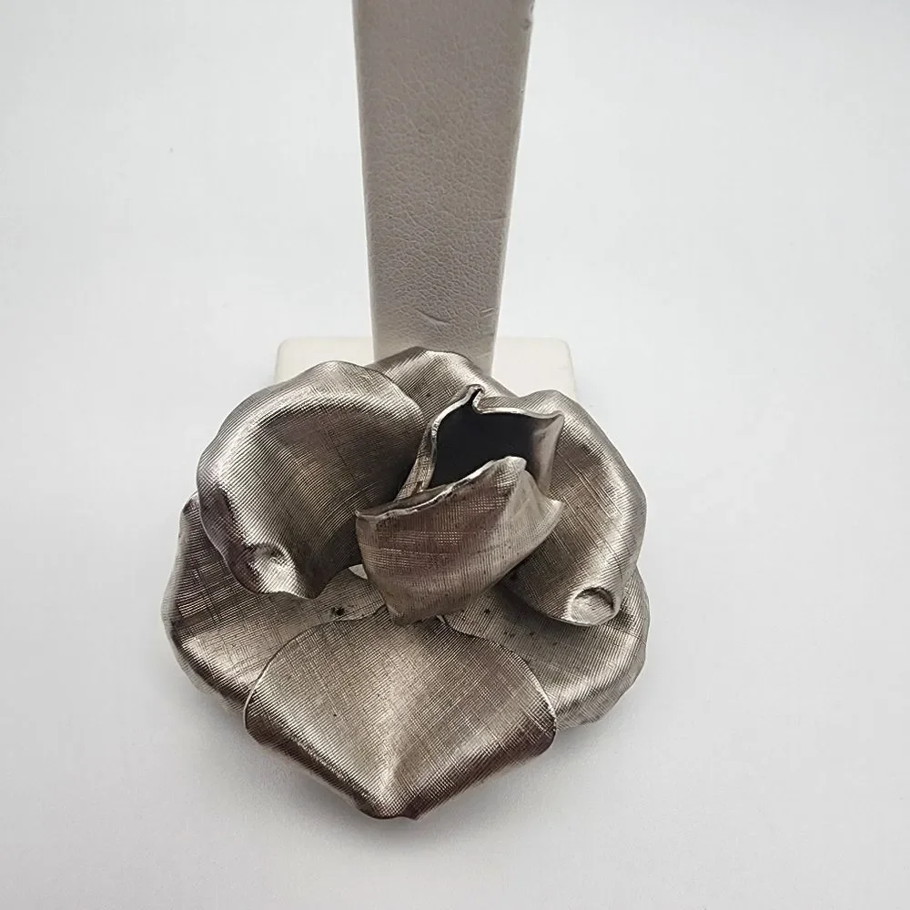 Vintage Napier Sterling Silver Flower Brooch & Clip-On Earrings Set